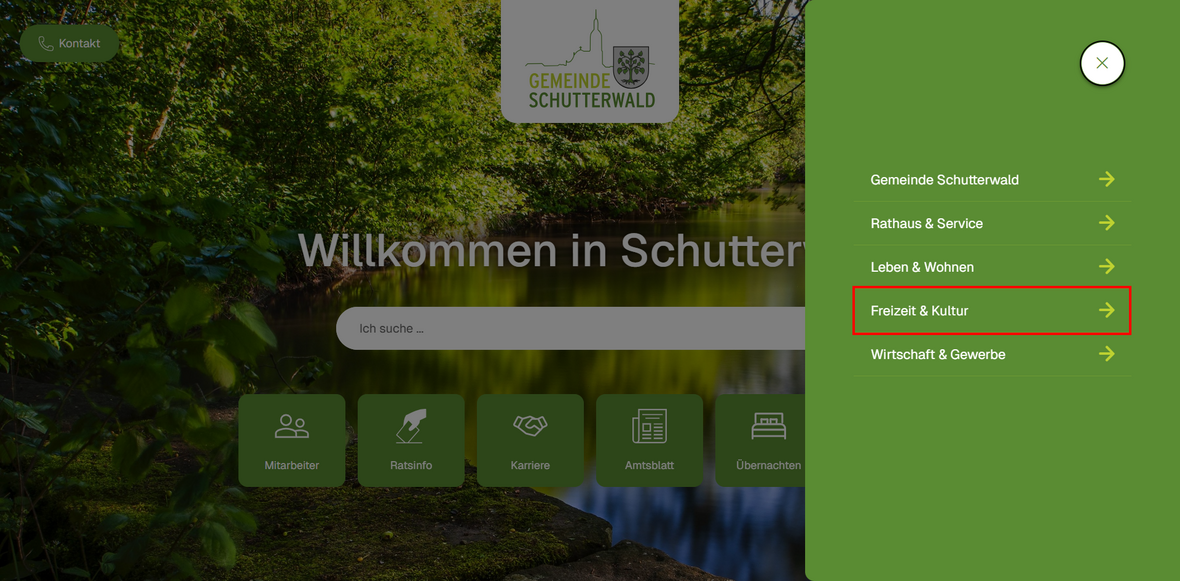Hauptmenüpunkt Freizeit und Kultur