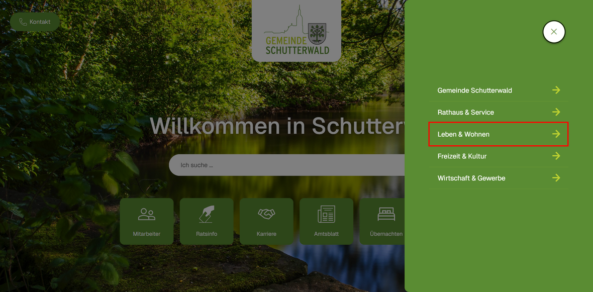 Hauptmenüpunkt Leben und Wohnen