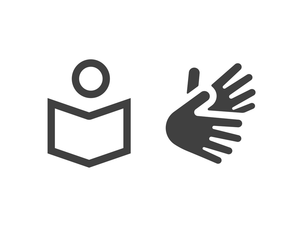 Icons für Leichte Sprache und Gebärdensprache